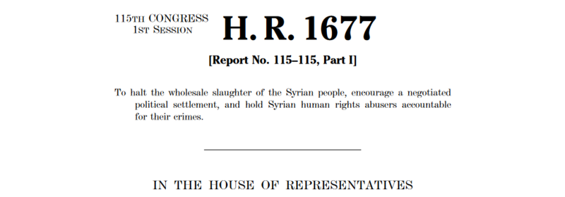 Bipartisan Bill Passed: Syria Civilian Protection Act-1